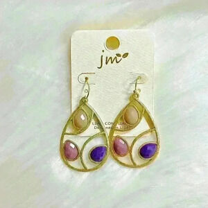 Purple Colors Tear Drop Earrings